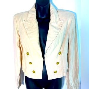 NWT $405 L'AGENCE 100% linen Dolly cropped Blazer light sand S
